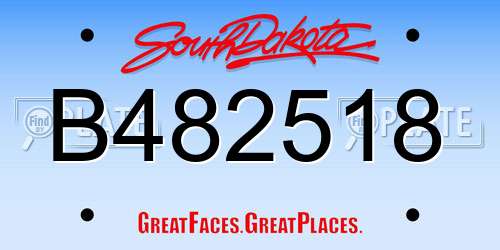 B482518 South Dakota License Plate