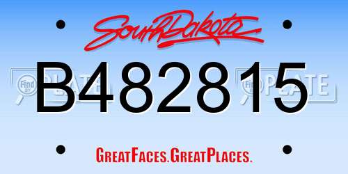 B482815 South Dakota License Plate