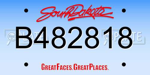 B482818 South Dakota License Plate