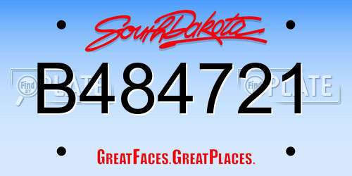 B484721 South Dakota License Plate