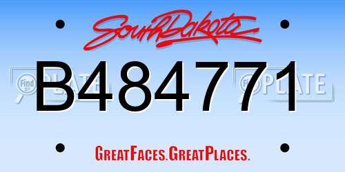 B484771 South Dakota License Plate