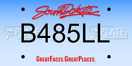 B485LL South Dakota License Plate