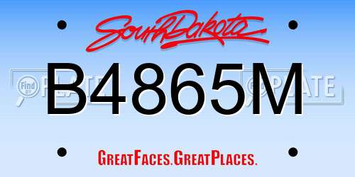 B4865M South Dakota License Plate