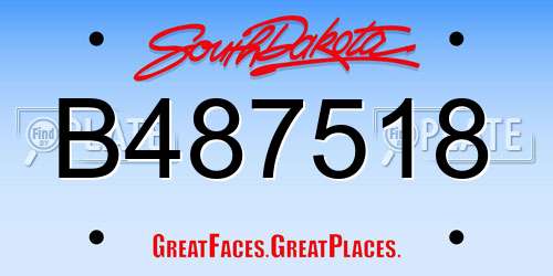 B487518 South Dakota License Plate