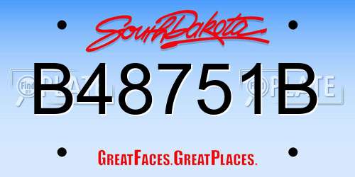 B48751B South Dakota License Plate