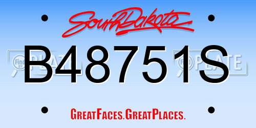 B48751S South Dakota License Plate