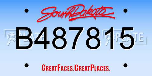 B487815 South Dakota License Plate