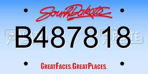 B487818 South Dakota License Plate