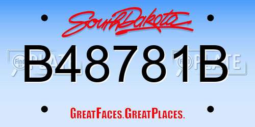 B48781B South Dakota License Plate