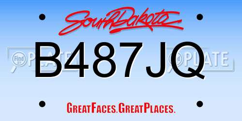 B487JQ South Dakota License Plate
