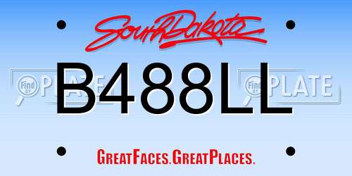 B488LL South Dakota License Plate