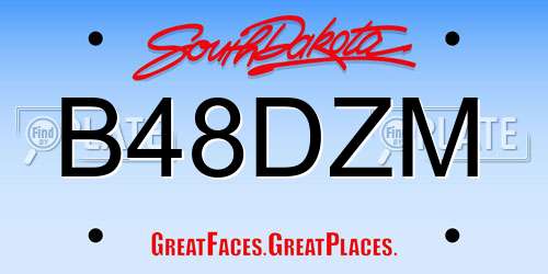 B48DZM South Dakota License Plate