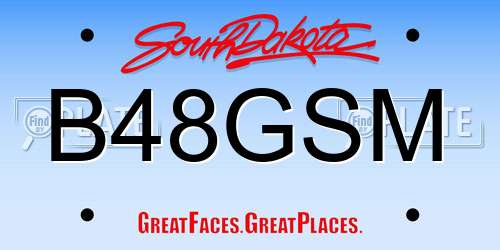 B48GSM South Dakota License Plate