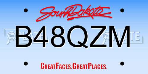 B48QZM South Dakota License Plate