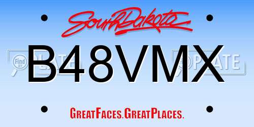 B48VMX South Dakota License Plate