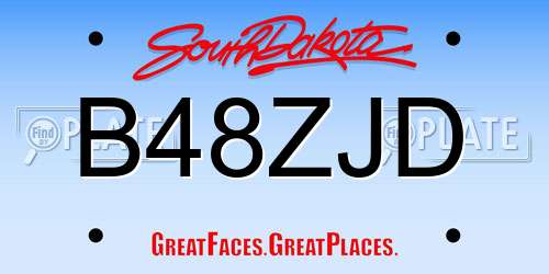 B48ZJD South Dakota License Plate