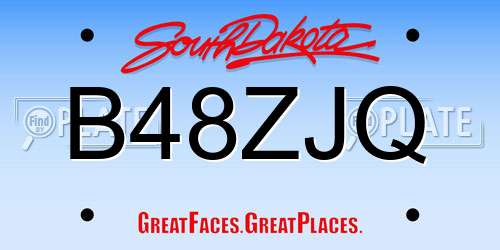 B48ZJQ South Dakota License Plate