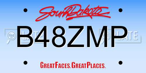 B48ZMP South Dakota License Plate