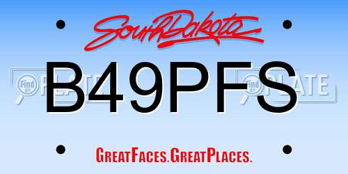 B49PFS South Dakota License Plate
