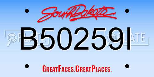 B50259I South Dakota License Plate