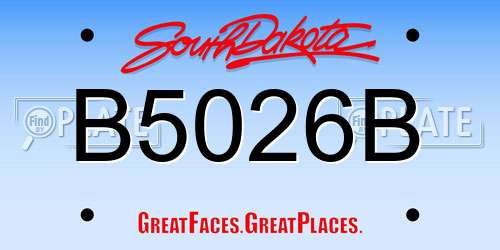 B5026B South Dakota License Plate