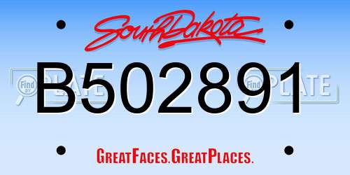 B502891 South Dakota License Plate