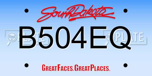 B504EQ South Dakota License Plate
