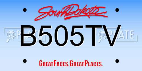 B505TV South Dakota License Plate