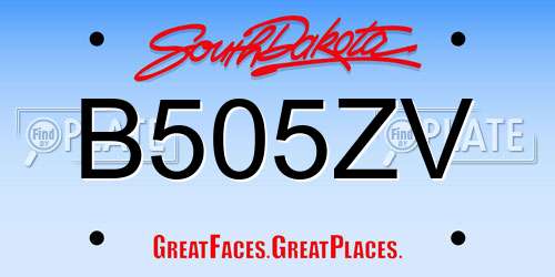 B505ZV South Dakota License Plate