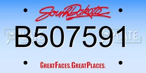 B507591 South Dakota License Plate