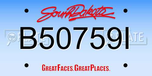 B50759I South Dakota License Plate