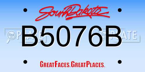 B5076B South Dakota License Plate