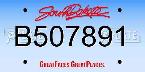 B507891 South Dakota License Plate