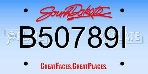 B50789I South Dakota License Plate