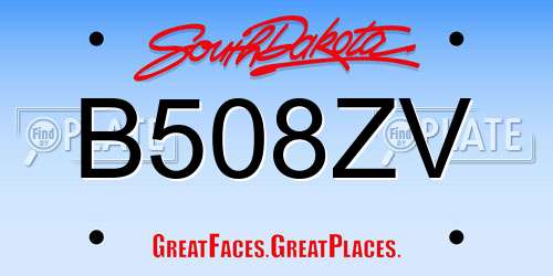 B508ZV South Dakota License Plate