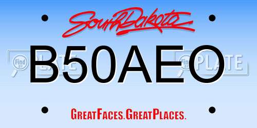 B50AEO South Dakota License Plate