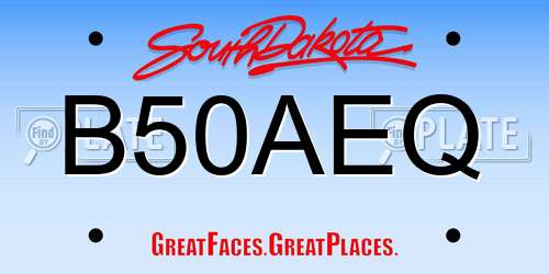 B50AEQ South Dakota License Plate
