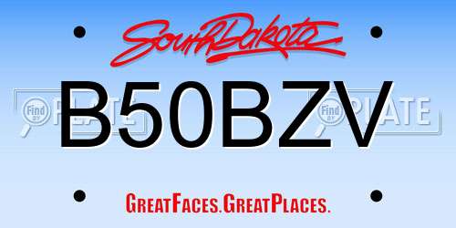 B50BZV South Dakota License Plate