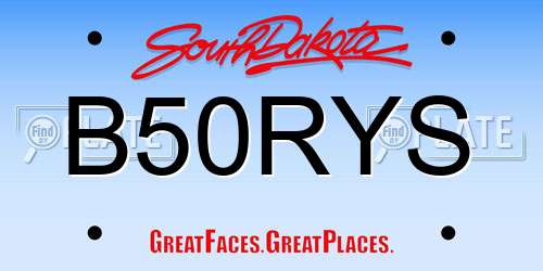 B50RYS South Dakota License Plate