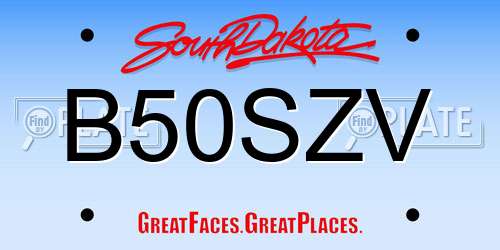 B50SZV South Dakota License Plate