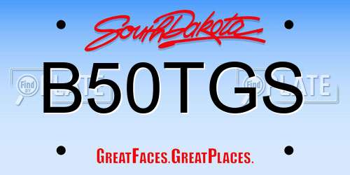 B50TGS South Dakota License Plate