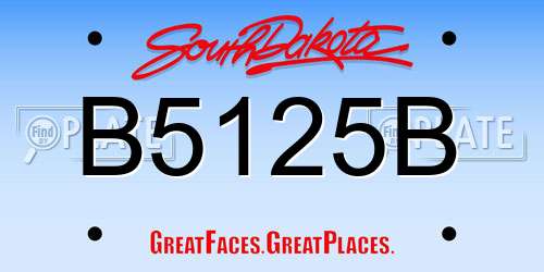B5125B South Dakota License Plate