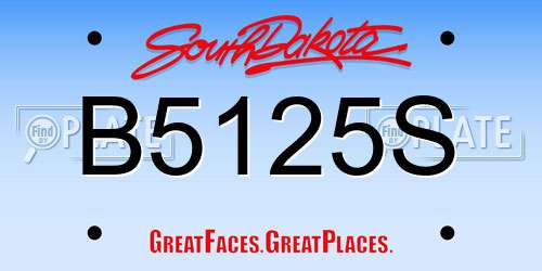 B5125S South Dakota License Plate