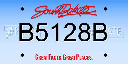 B5128B South Dakota License Plate