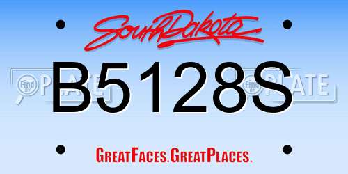 B5128S South Dakota License Plate