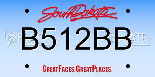 B512BB South Dakota License Plate