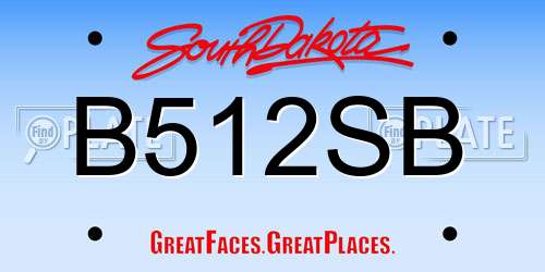 B512SB South Dakota License Plate