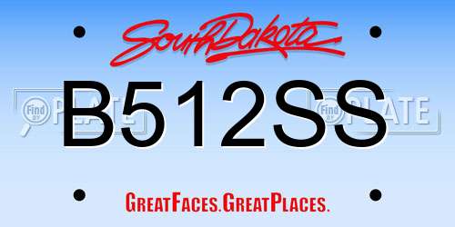 B512SS South Dakota License Plate