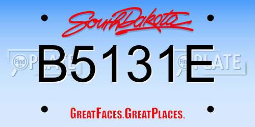 B5131E South Dakota License Plate