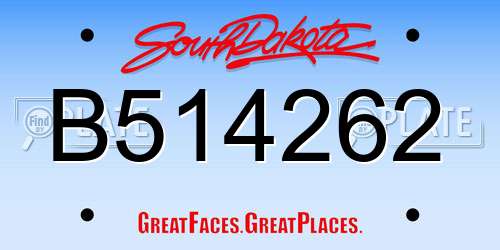 B514262 South Dakota License Plate